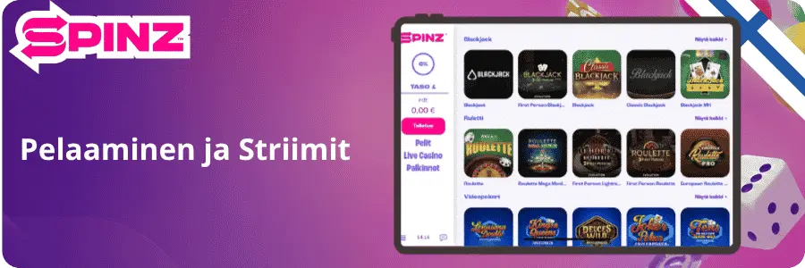 Spinz Pelaaminen ja striimit