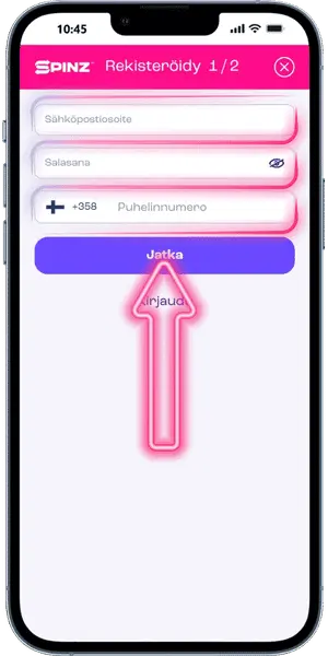 Spinz Kasino Täytä kirjautumistiedot