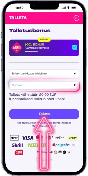 Spinz Valitse bonus ja Brite