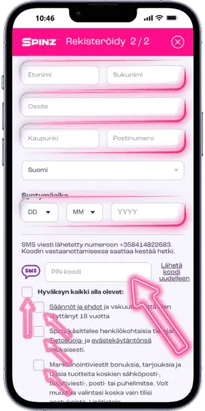 Spinz kasino Viimeistele henkilötiedot